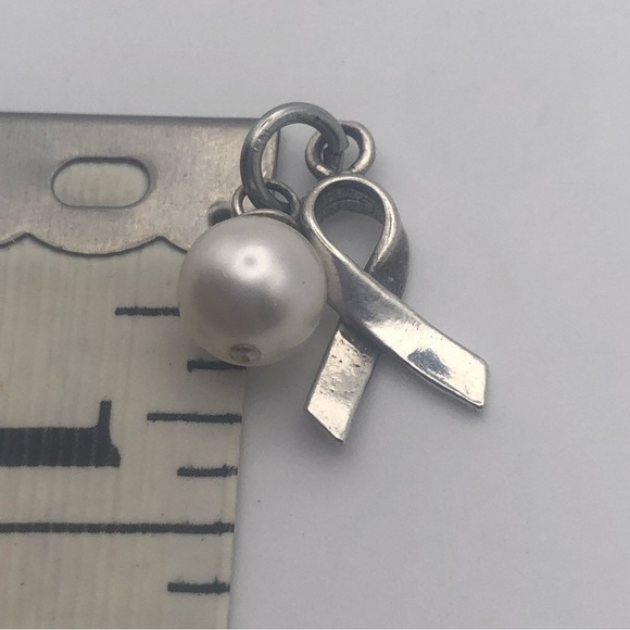 VTG Sterling & Freshwater Pearl Mini Pendant / Charm Bracelet Charm .8” - Picture 3 of 3